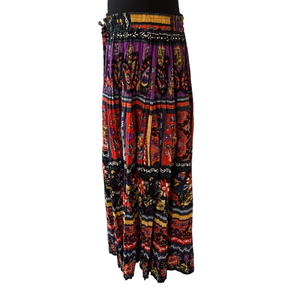 Vintage 100% cotton maxi skirt bold floral print boho L - Picture 5 of 11